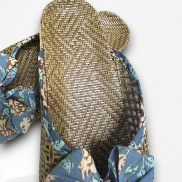 Women Woven Slippers With Floral Bow Summer Sandals Size: 39-40 - Picture 5 of 6